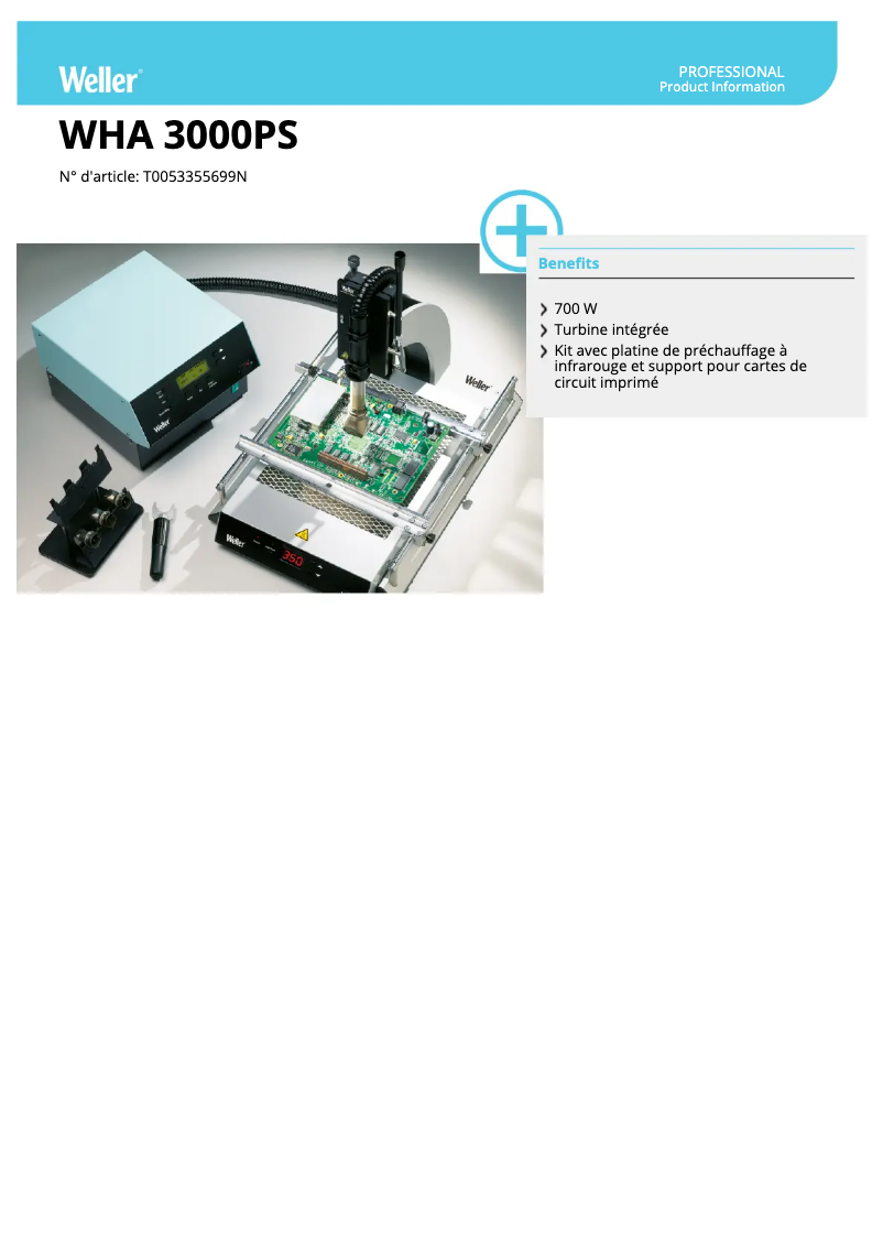 Page 1 of the manual Technical Sheet Weller WHA 3000PS