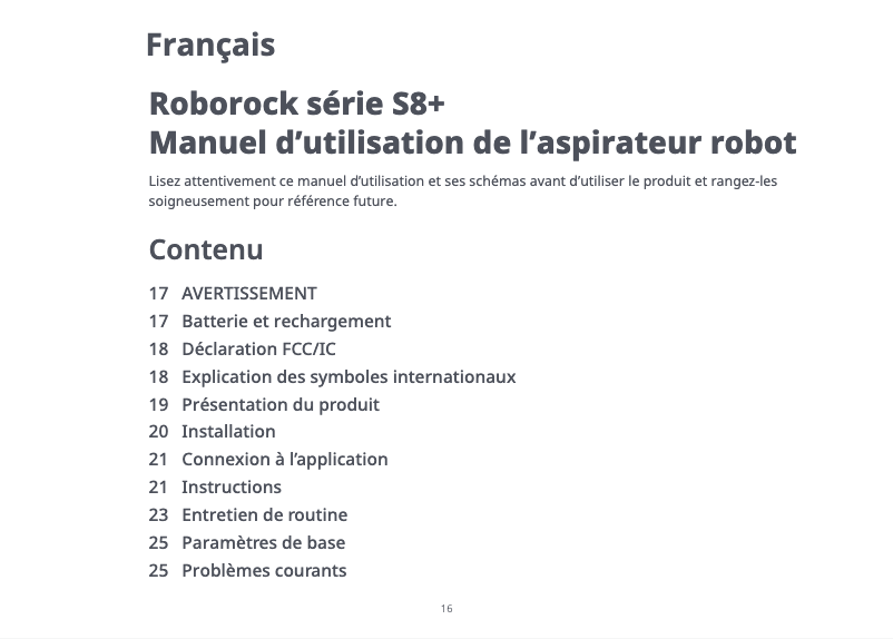 Page 1 of the manual User Manual Roborock S8+