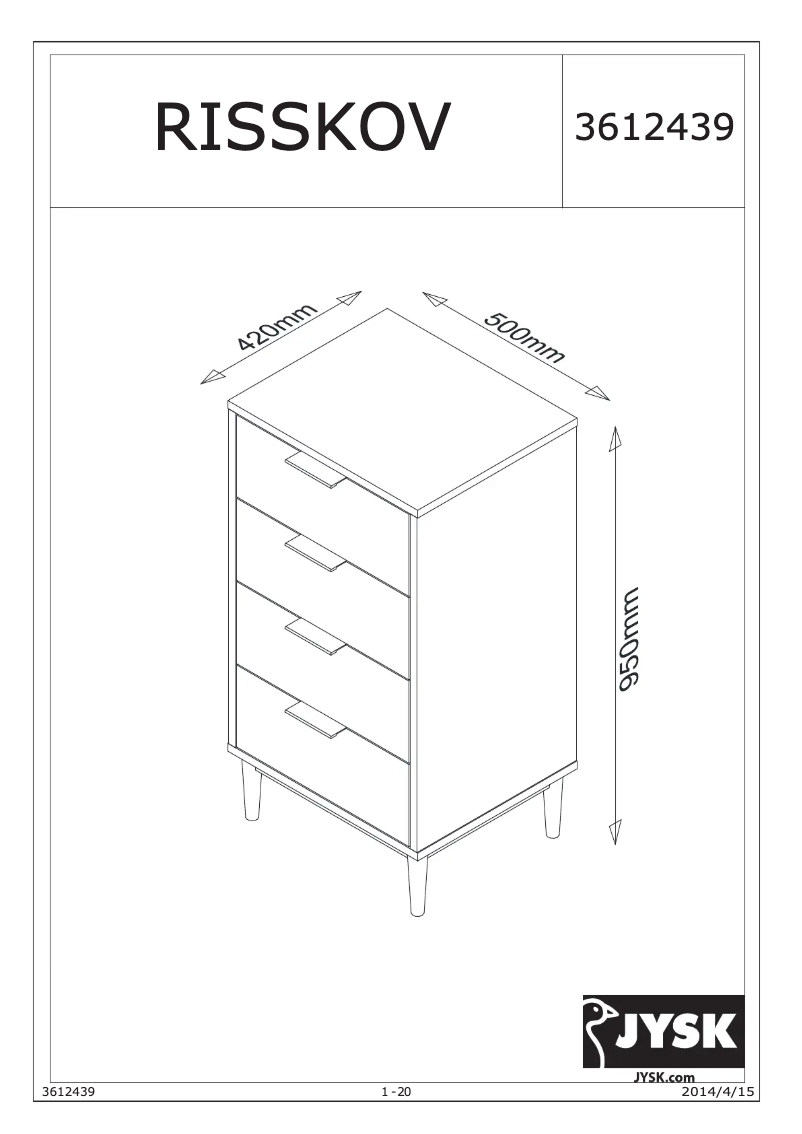 First page image of the manual for Risskov (50x95x42)
