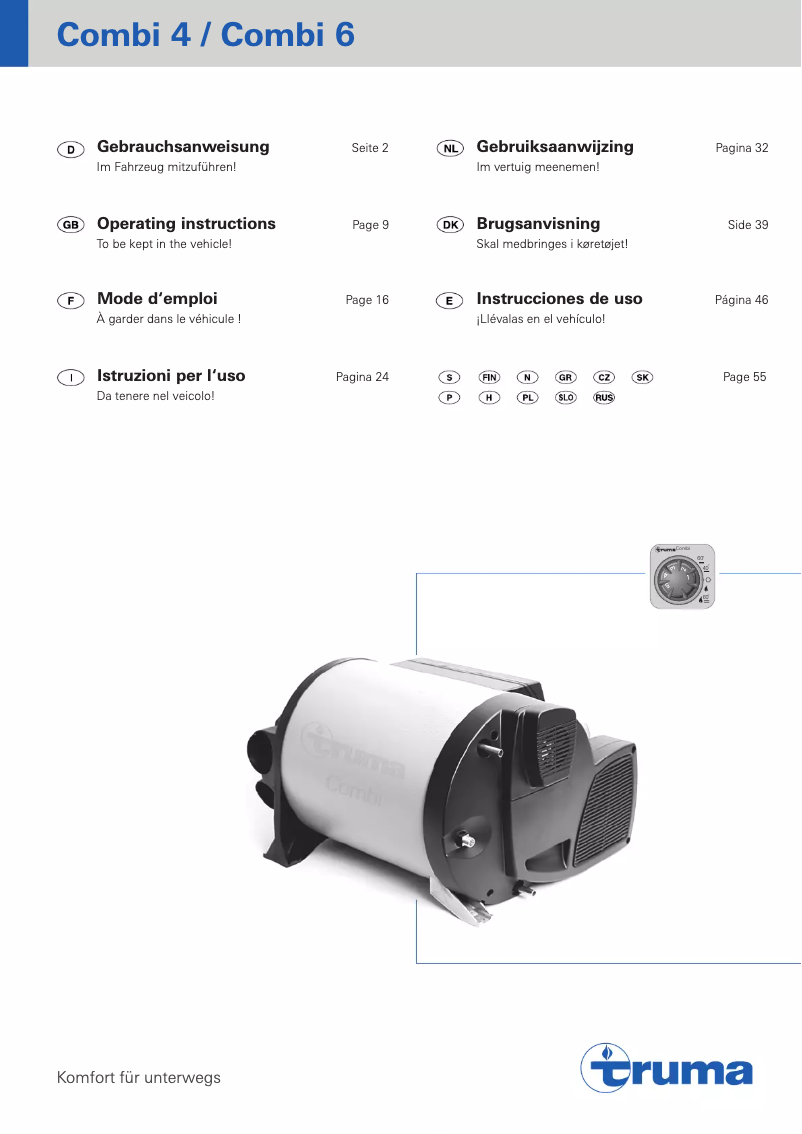 Page 1 of the manual User Manual Truma Combi 6