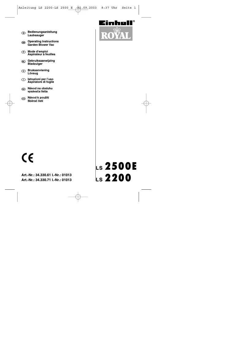 Page 1 of the manual User Manual Einhell Royal LS 2500 E