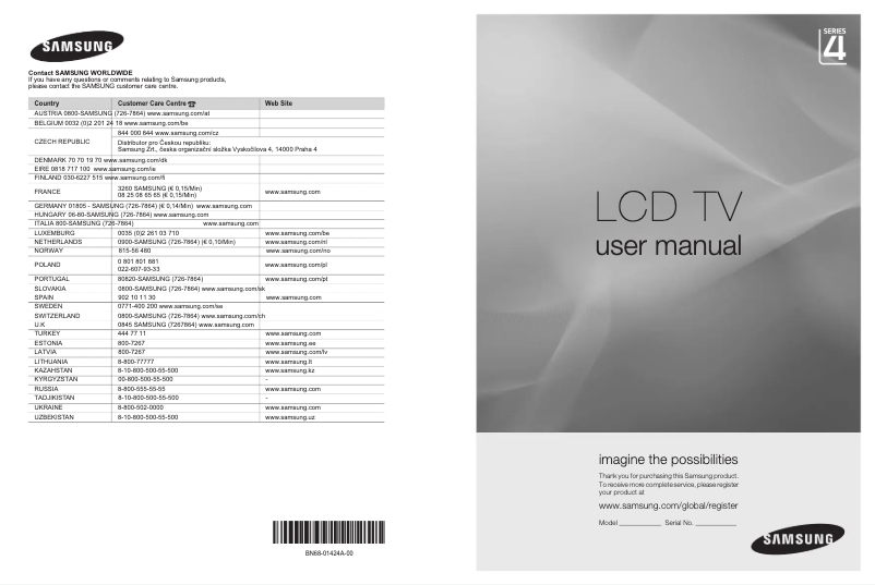 First page image of the manual for LE40A456
