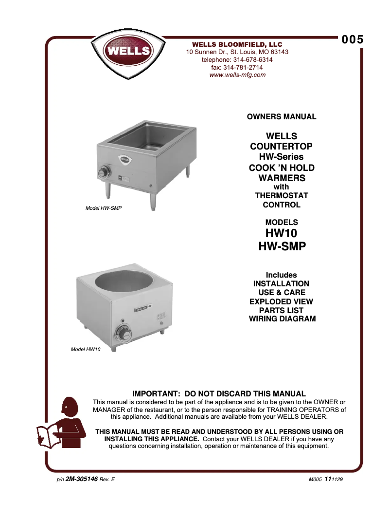 Page 1 of the manual User Manual Wells HW10