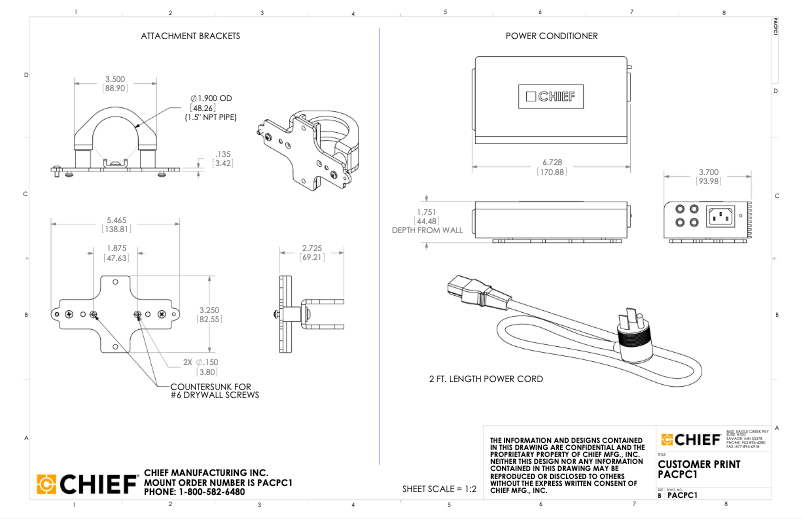 Page 1 of the manual User Manual Chief Flat Panel Power Filter Kit