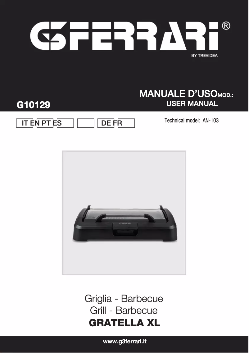 Image de la première page du manuel de l'appareil Gratella XL G10129