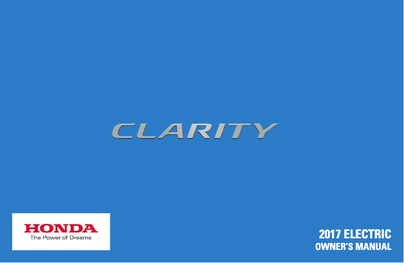 Page 1 of the manual User Manual Honda Clarity Electric (2017)