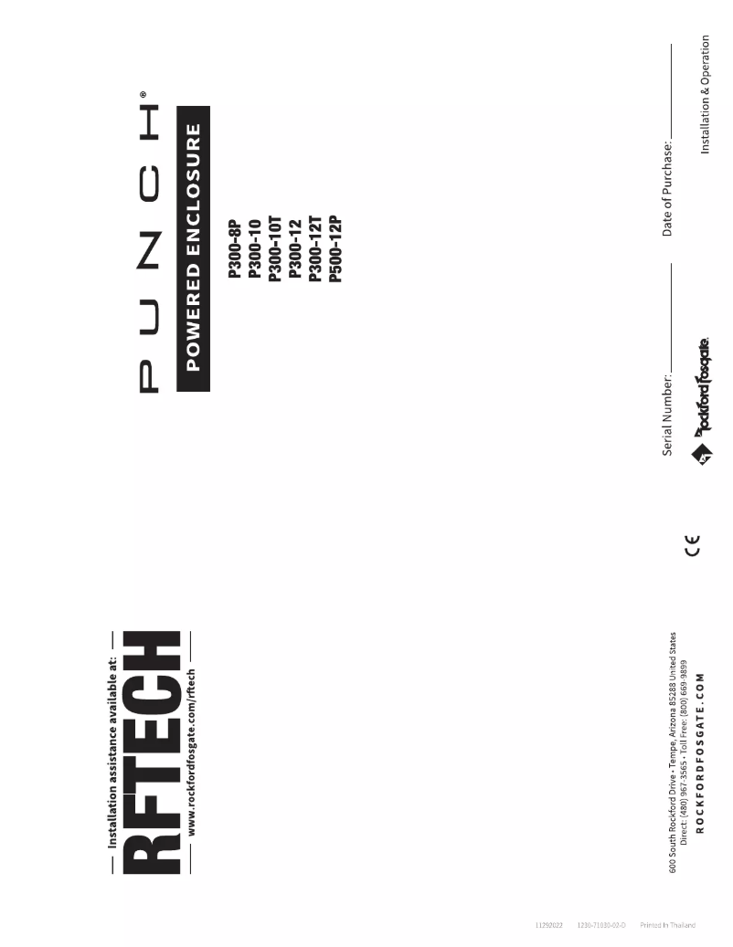 Page 1 de la notice Manuel utilisateur Rockford Fosgate Punch P300-12