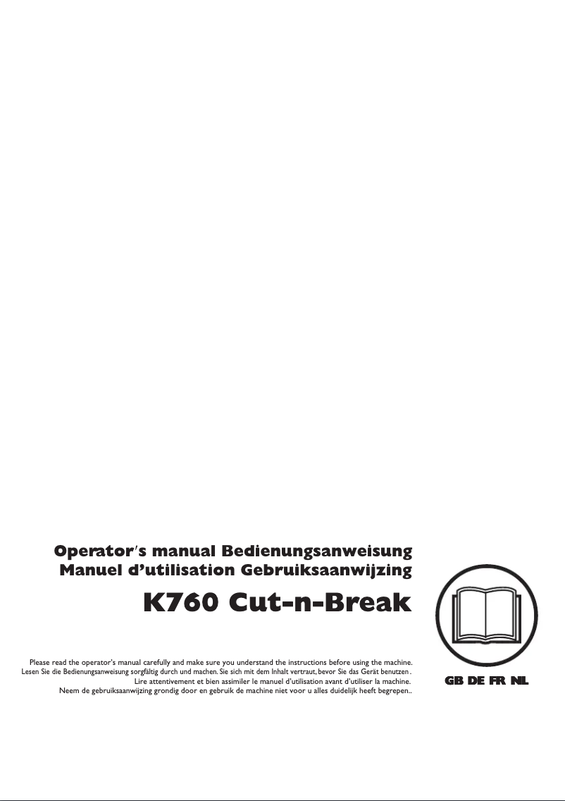 First page image of the manual for K760 Cut-n-Break
