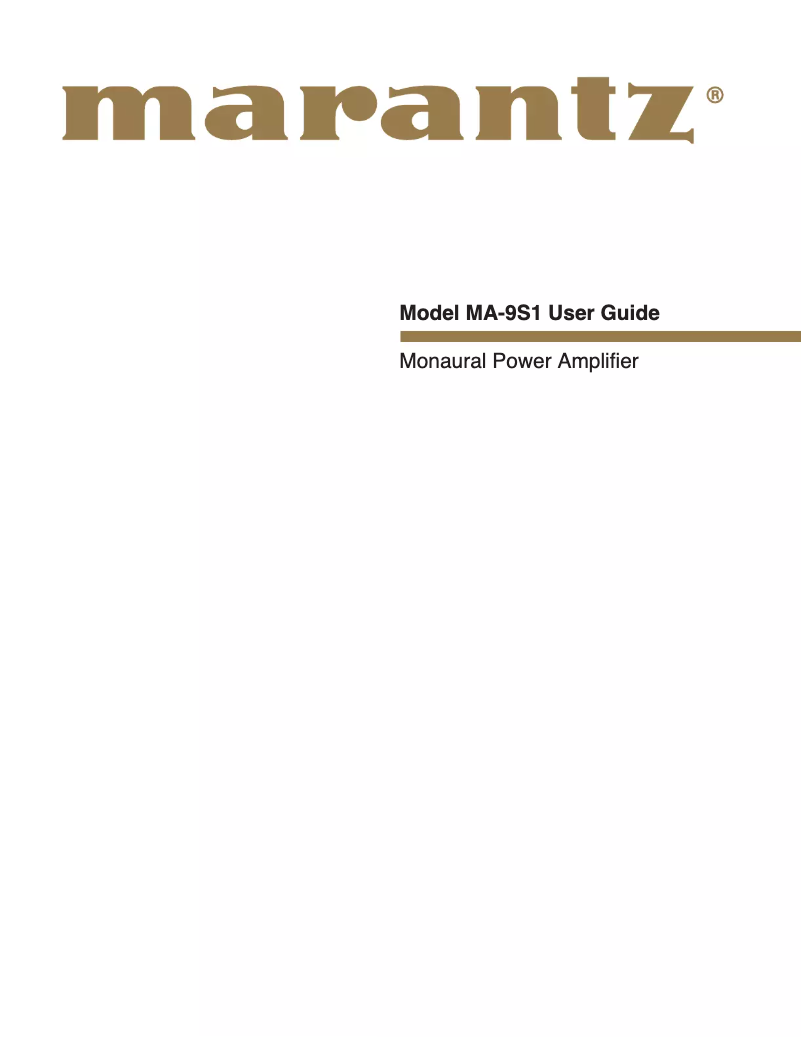 Page 1 of the manual User Manual Marantz MA-9S1