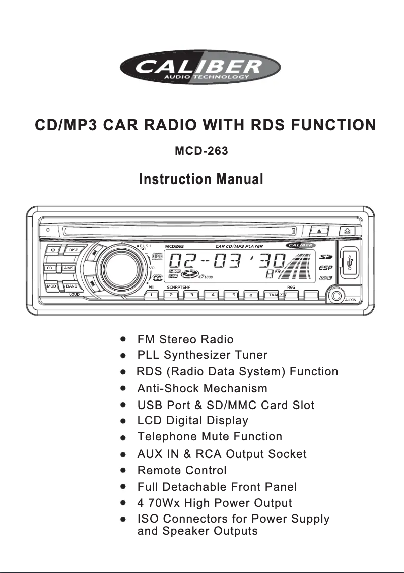 Page 1 of the manual User Manual Caliber MCD 263IM