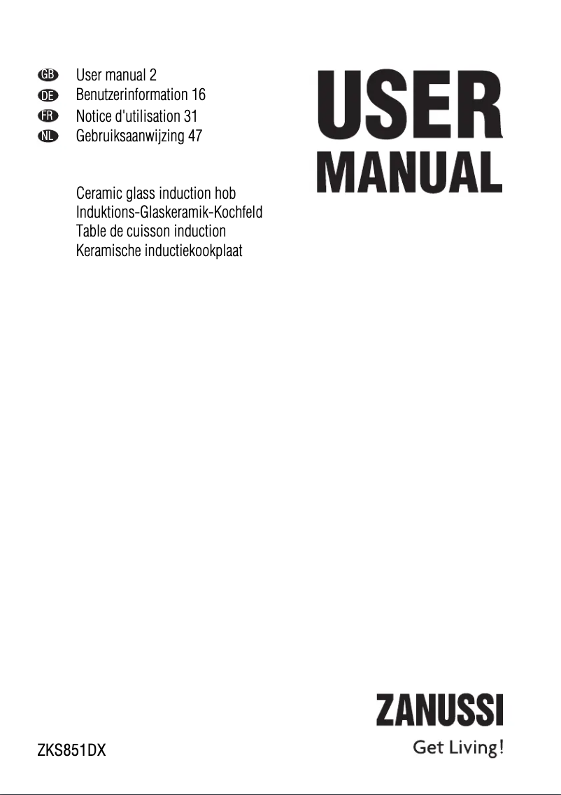 Page 1 of the manual User Manual Zanussi ZKS 851 DX