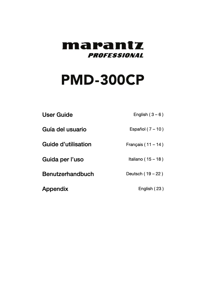 First page image of the manual for PMD-300CP