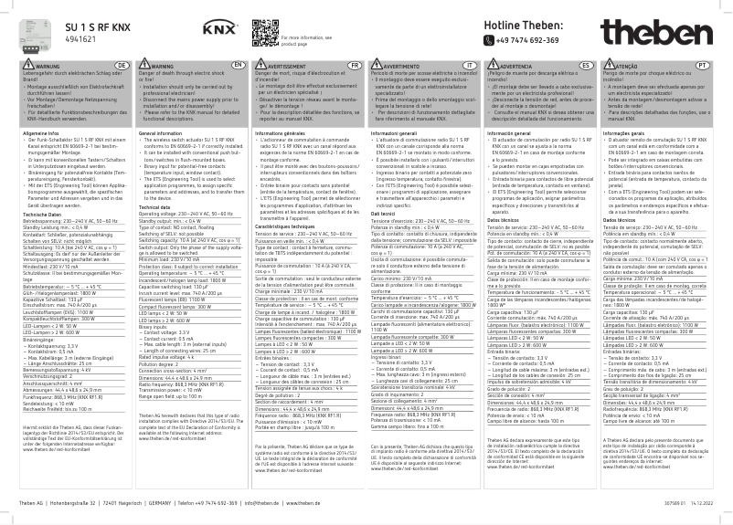 First page image of the manual for SU 1 S RF KNX