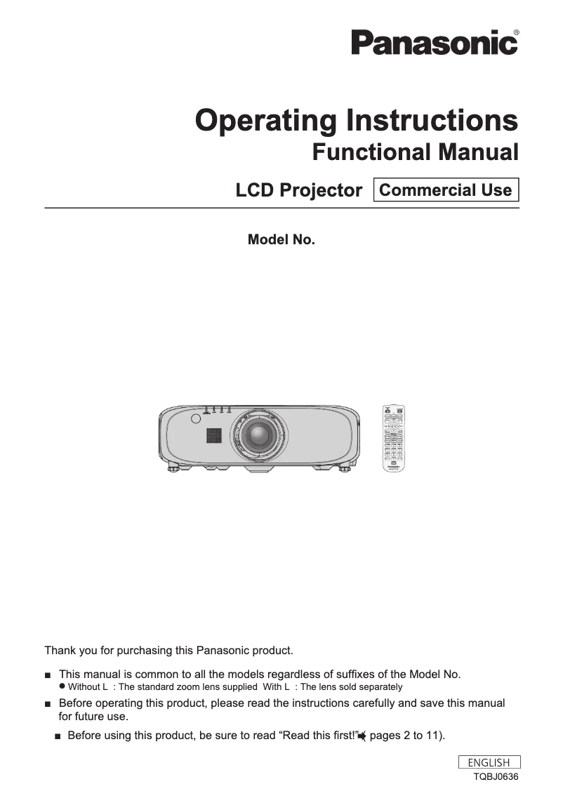 First page image of the manual for PT-EX800Z