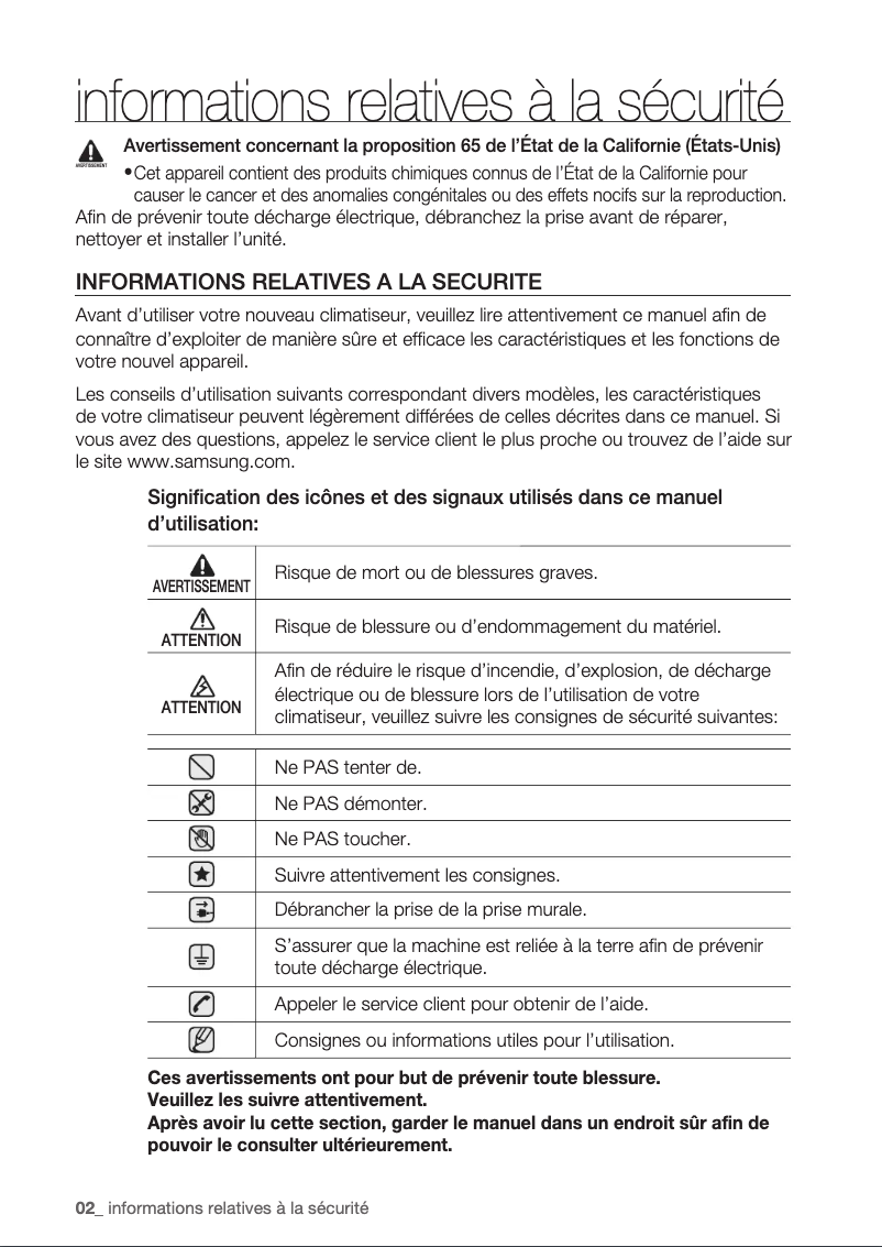 First page image of the manual for AC026FB1DEH