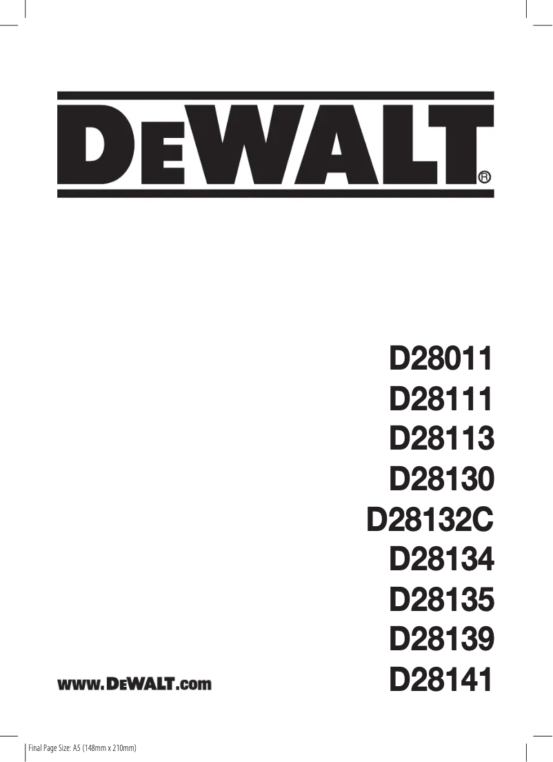 Page 1 of the manual User Manual DeWalt D28135