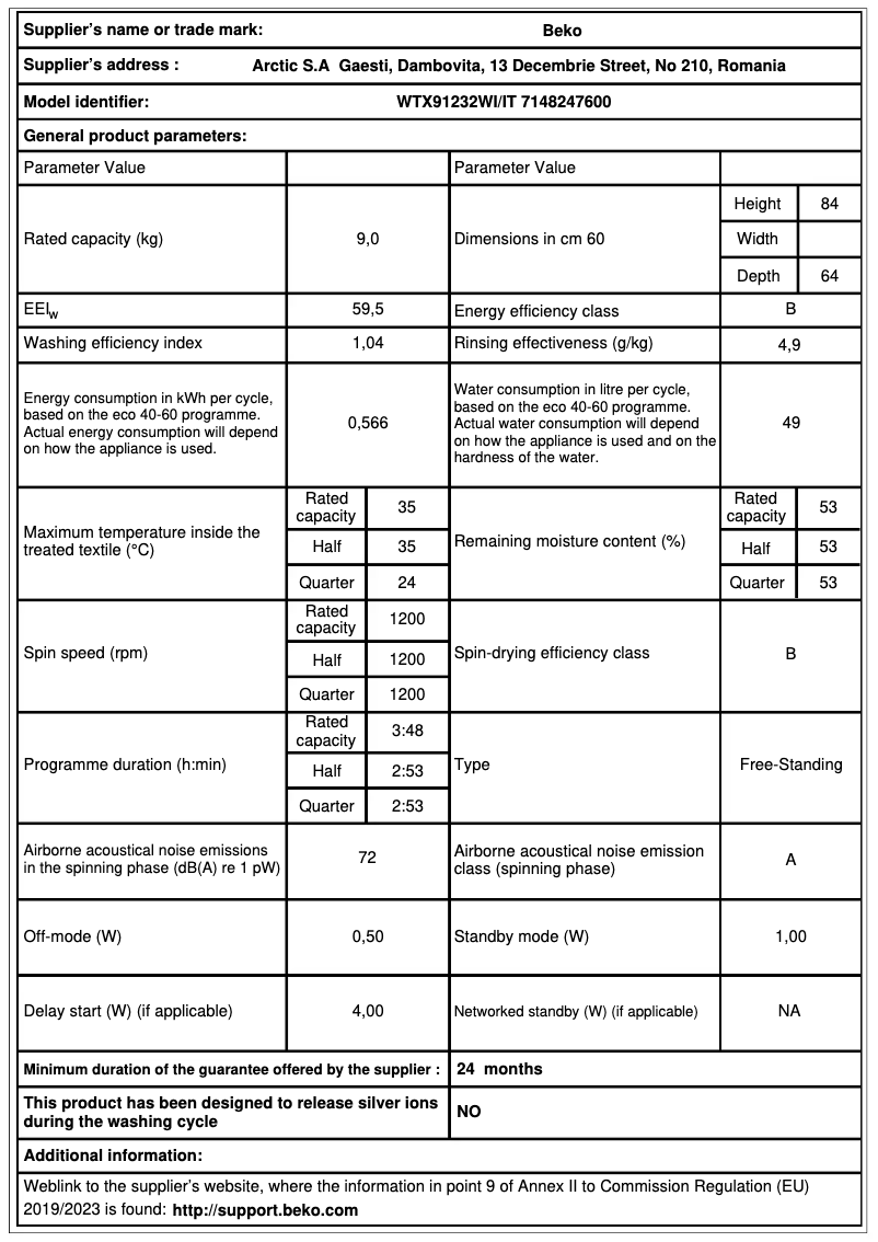 First page image of the manual for WTX91232WI