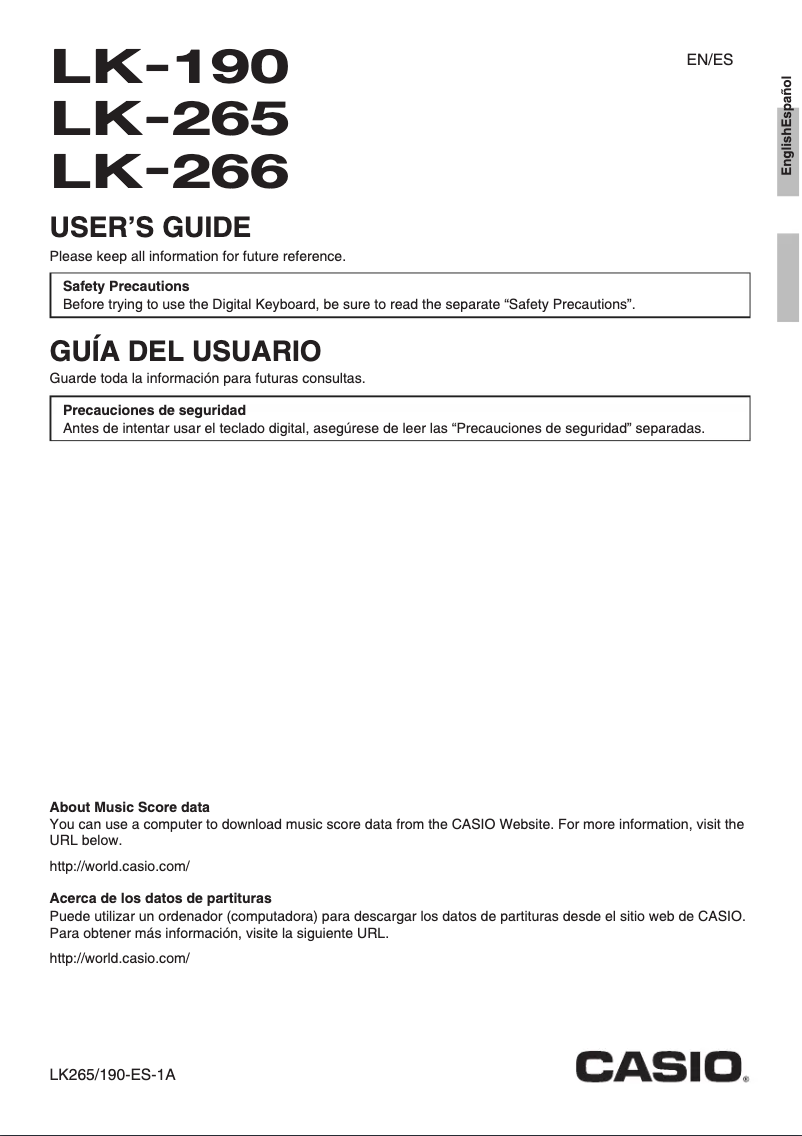 First page image of the manual for LK-265