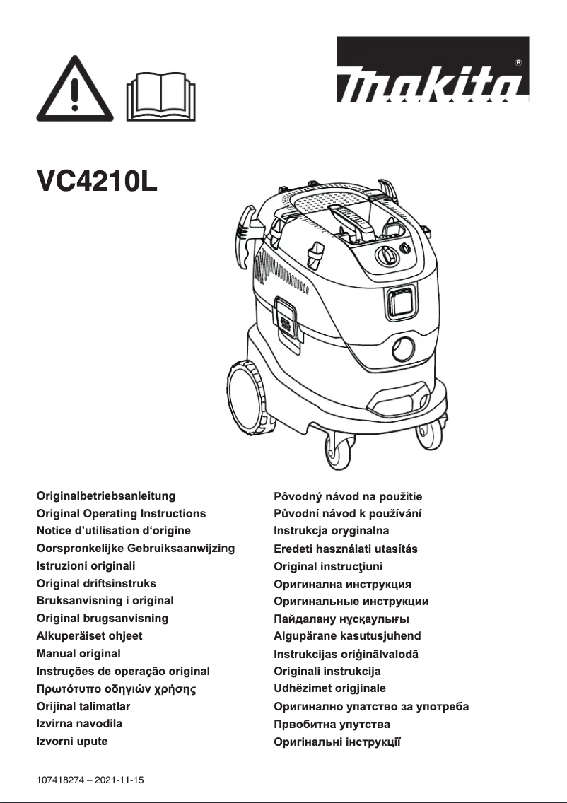 Page 1 of the manual User Manual Makita VC4210L