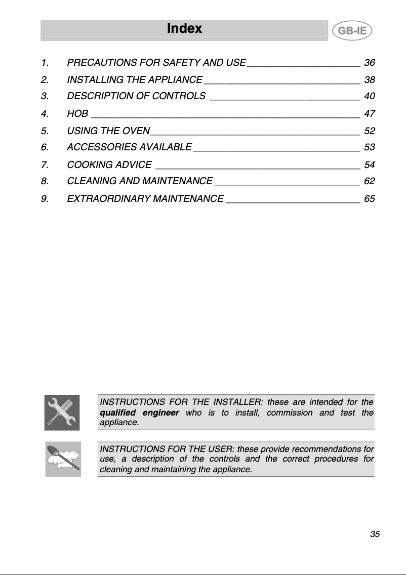 Page 1 of the manual User Manual Smeg CS19ID-6