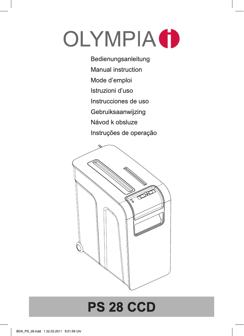 First page image of the manual for PS 28 CCD