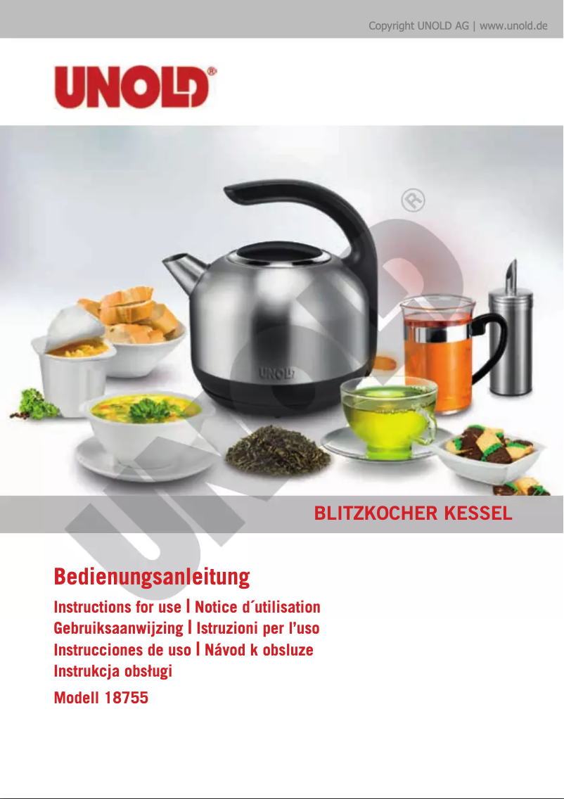 Page 1 of the manual User Manual Unold Kessel 18755