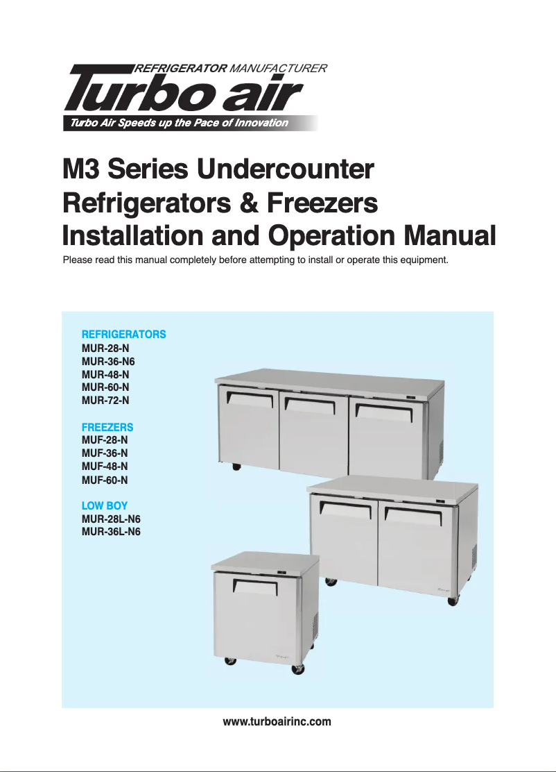 Page 1 of the manual User Manual Turbo air MUR-28