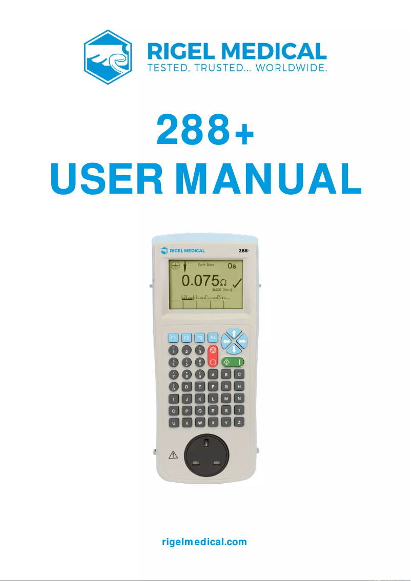 Page 1 of the manual User Manual Rigel Medical 288+