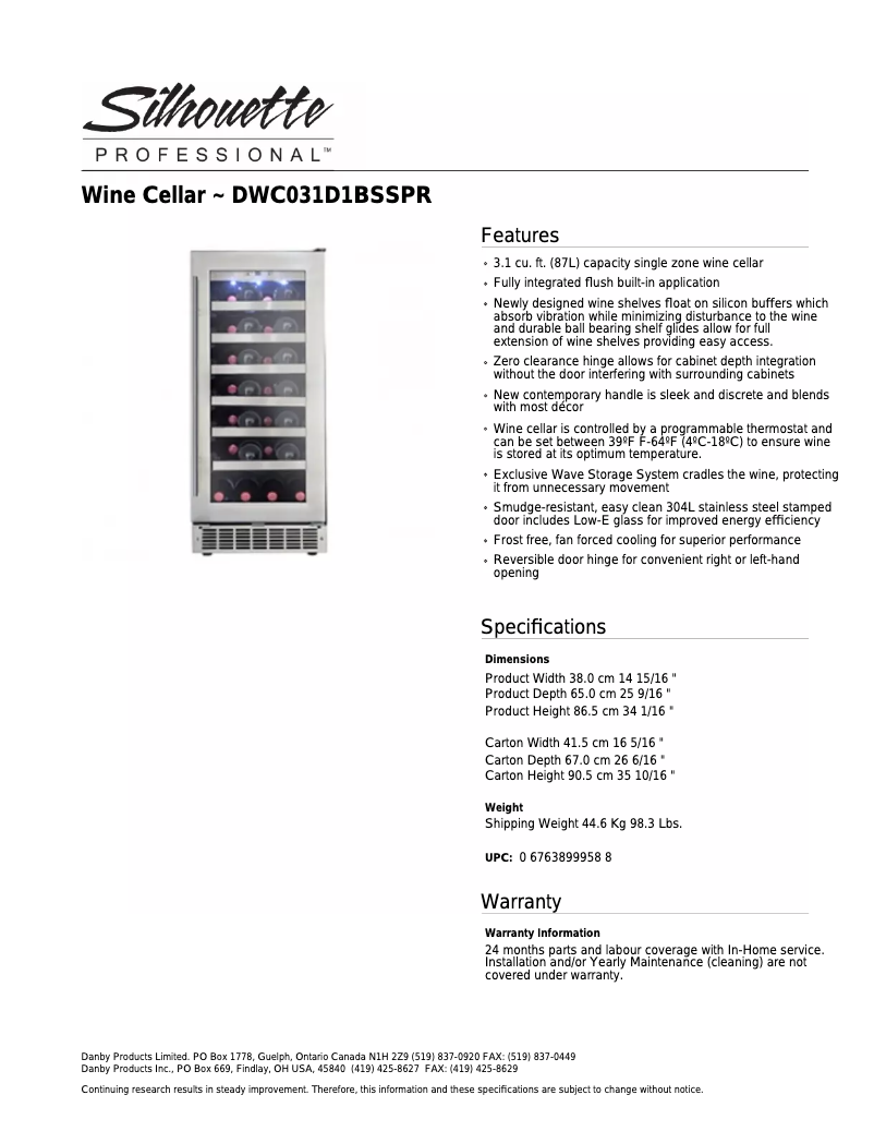 First page image of the manual for DWC031D1BSSPR