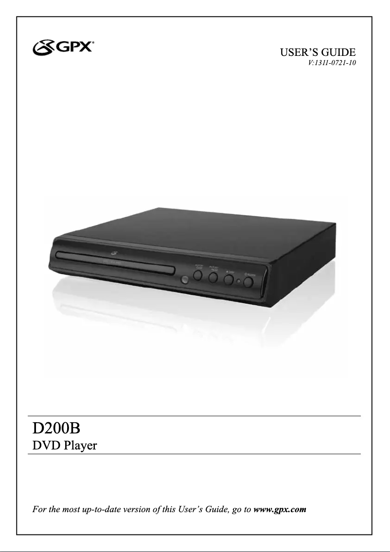 Page 1 of the manual User Manual GPX D200B