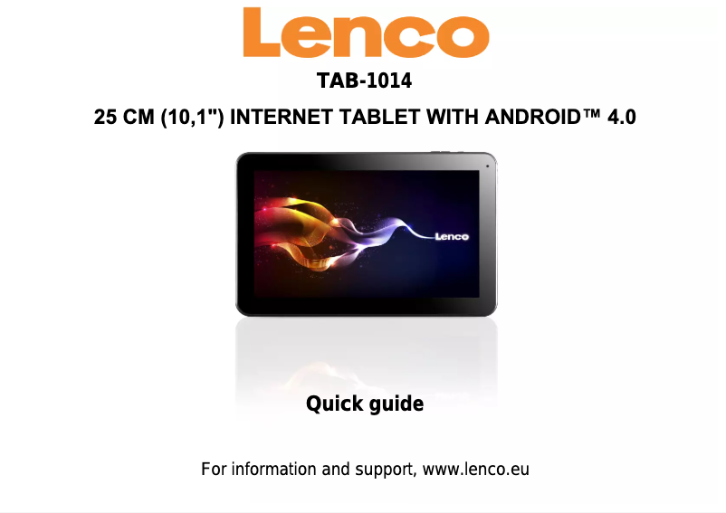 Page 1 de la notice Manuel utilisateur Lenco TAB-1014