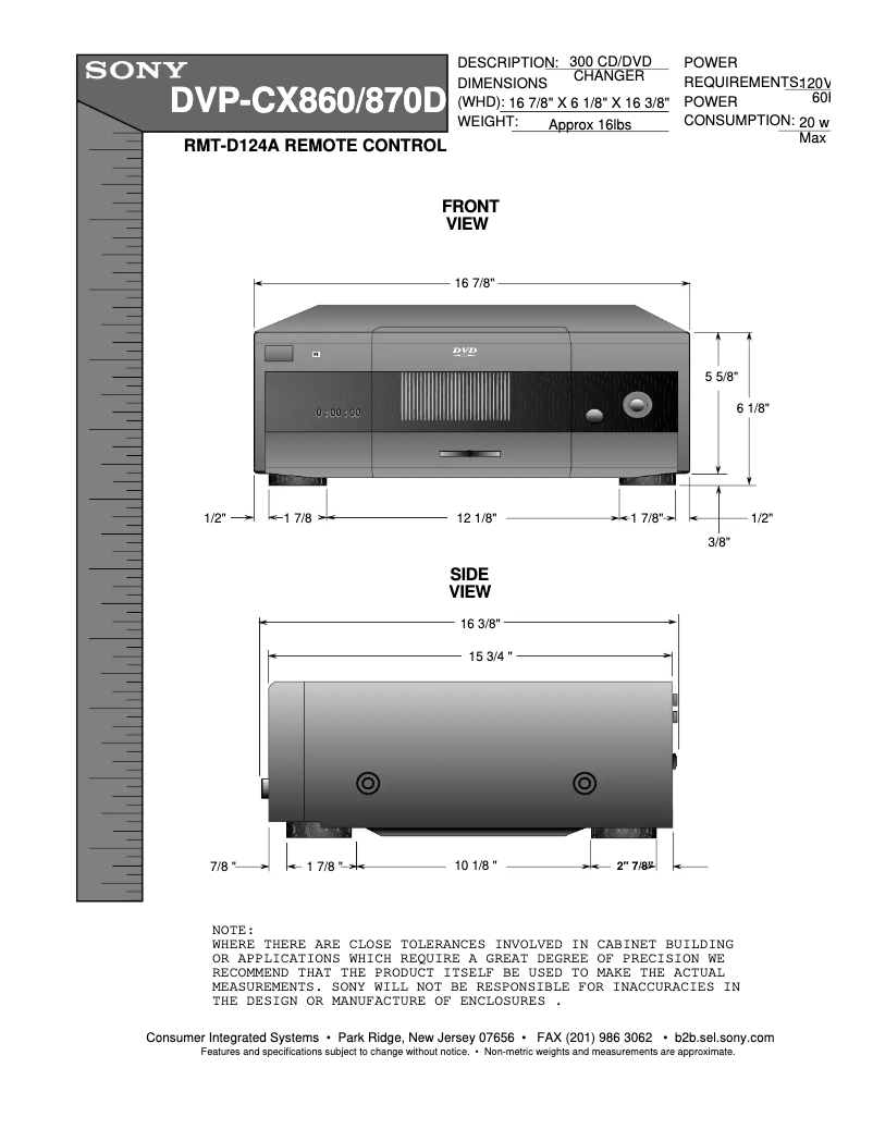 First page image of the manual for DVP-CX870D