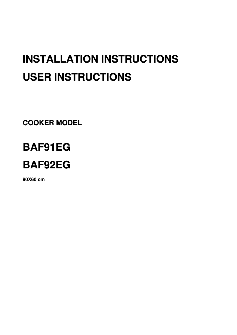 Page 1 of the manual User Manual Baumatic BAF91.1EG