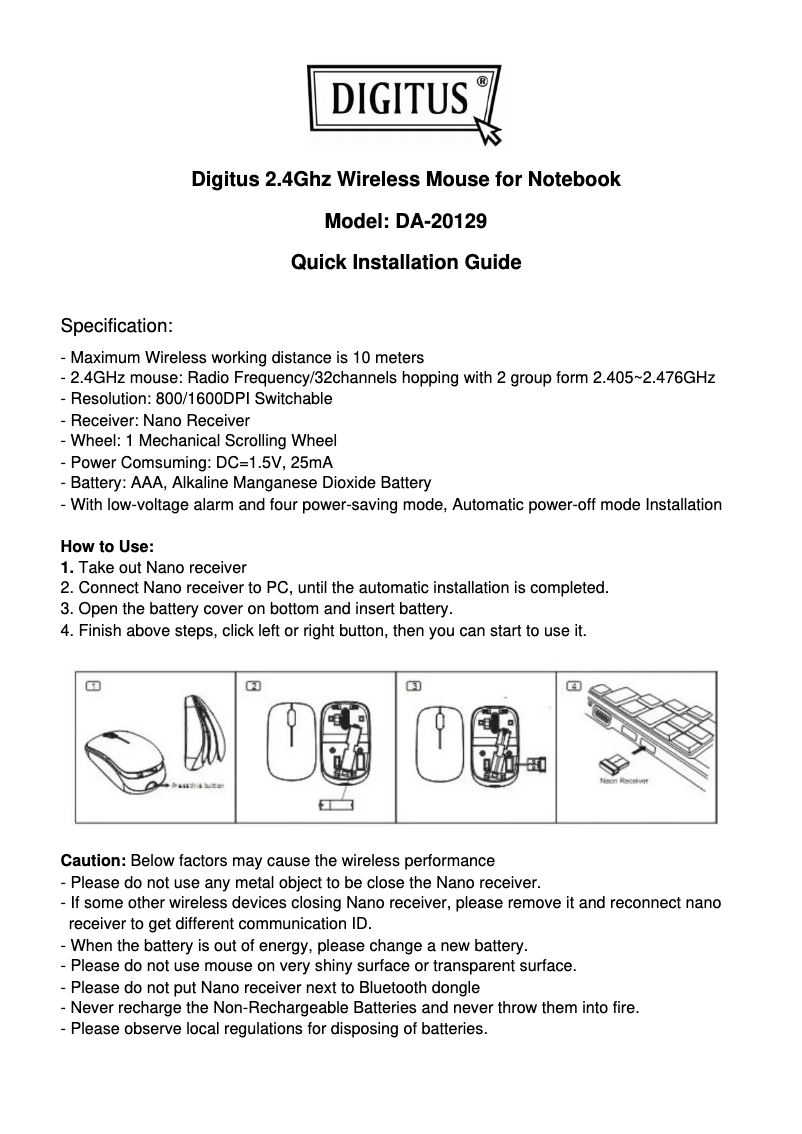 First page image of the manual for DA-20129