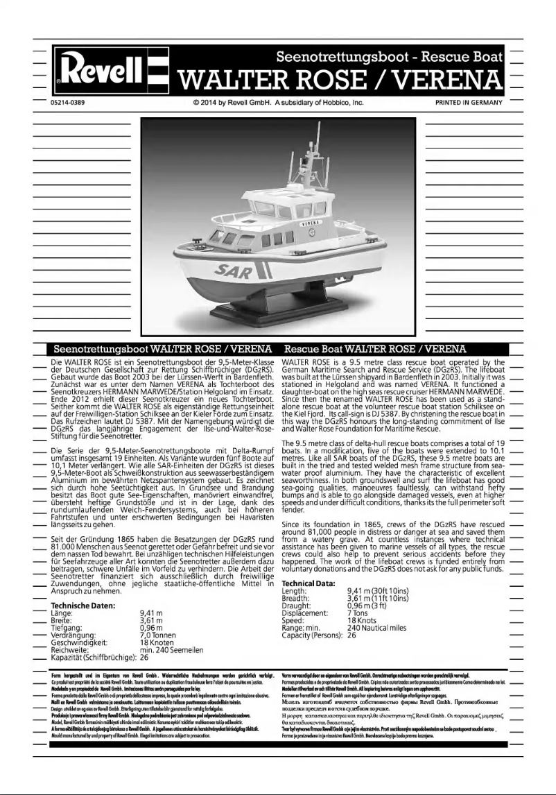 Page 1 of the manual User Manual Revell Walter Rose/Verena