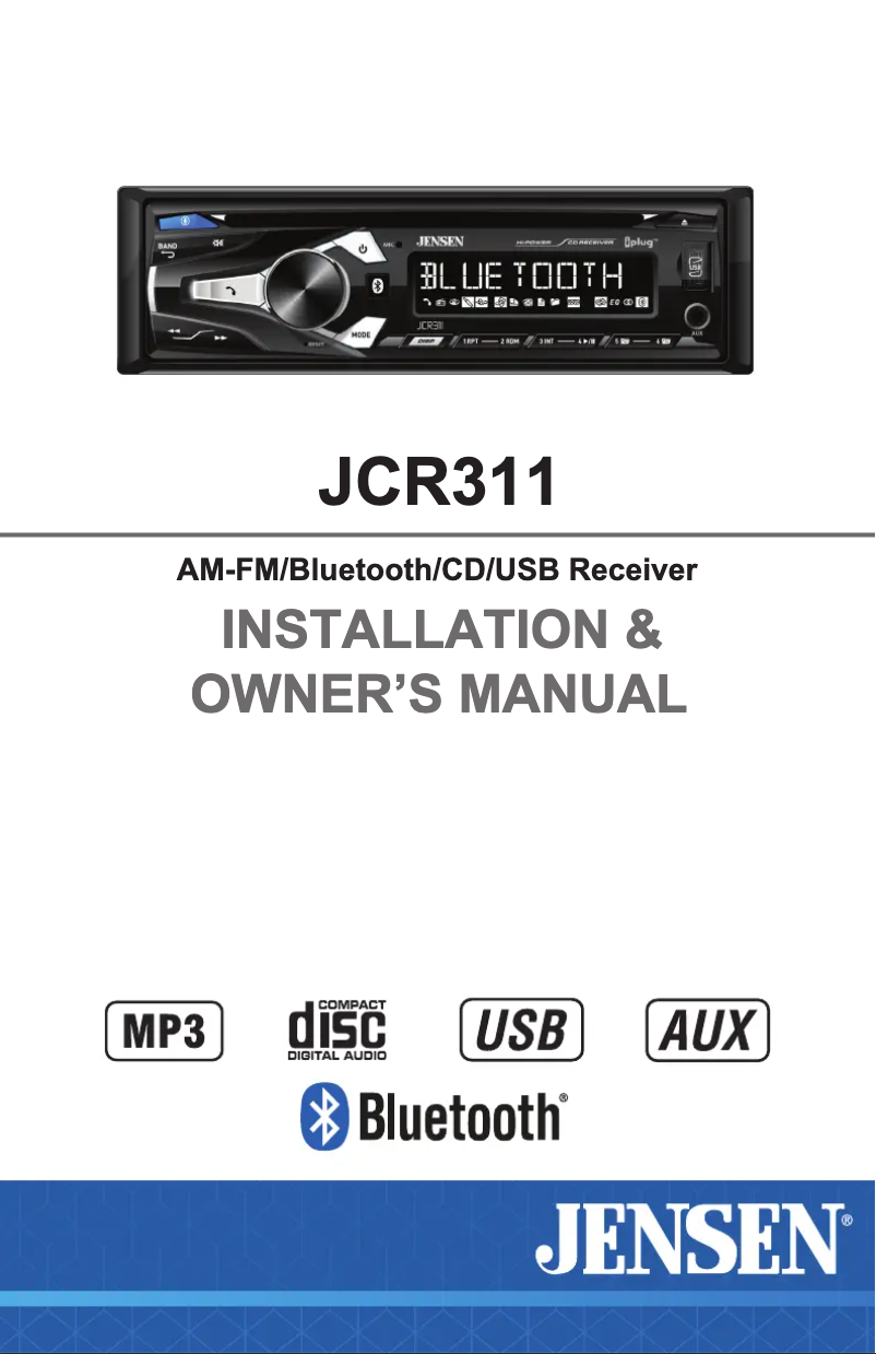 Page 1 of the manual User Manual Jensen JCR311