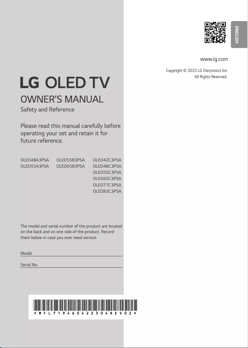 First page image of the manual for 55UQ7050ZUD