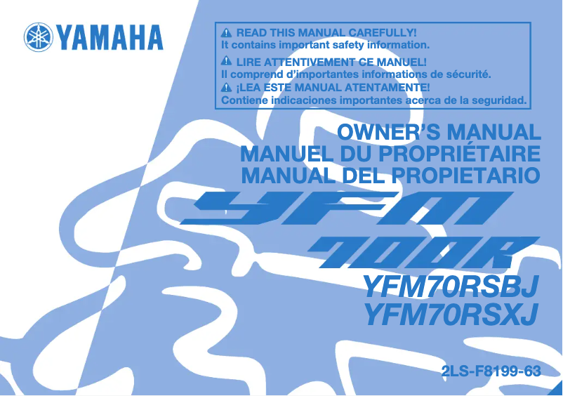 First page image of the manual for YFM700R (2018)