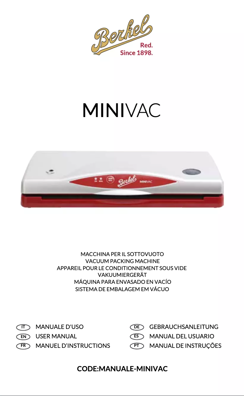 First page image of the manual for MiniVac