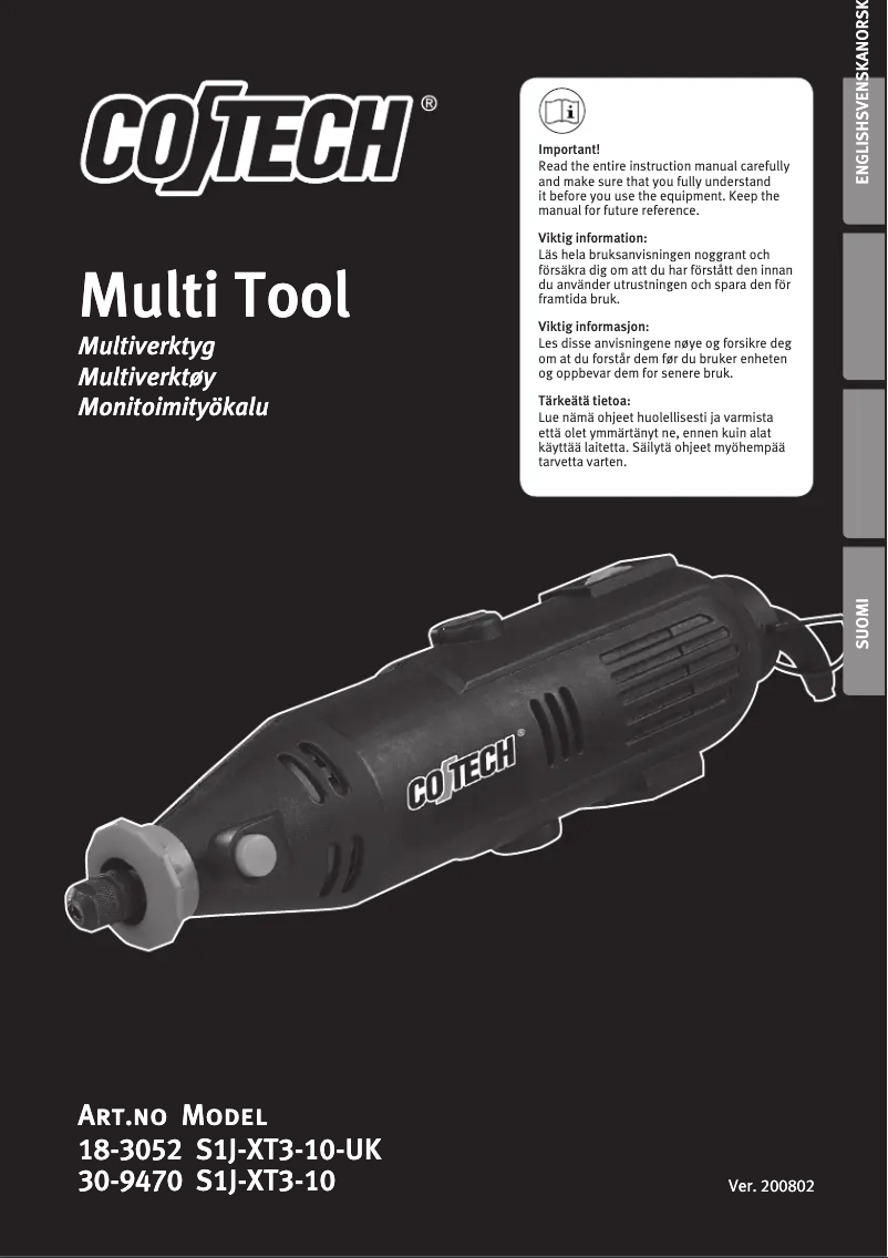Page 1 of the manual User Manual Cotech S1J-XT3-10