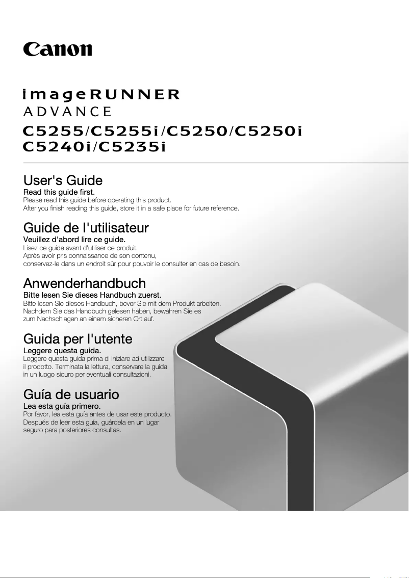 First page image of the manual for ImageRunner Advance C5255i
