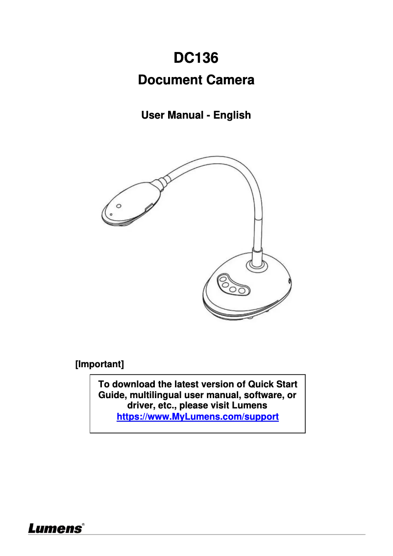Page 1 of the manual User Manual Lumens DC136
