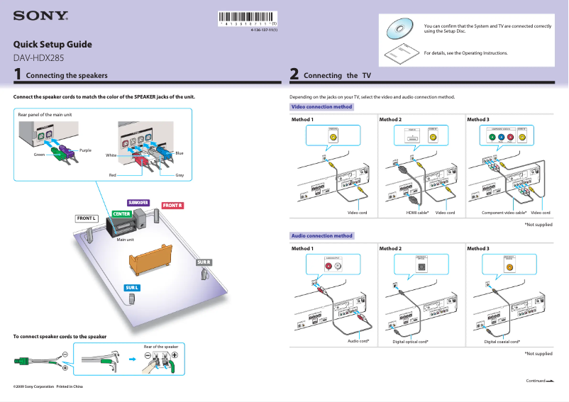 First page image of the manual for DAV-HDX285