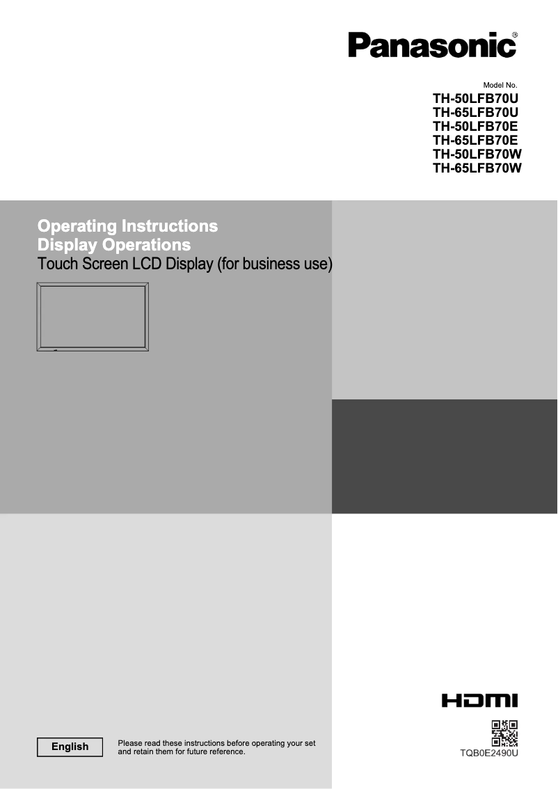 Page 1 of the manual User Manual Panasonic TH-65LFB70W