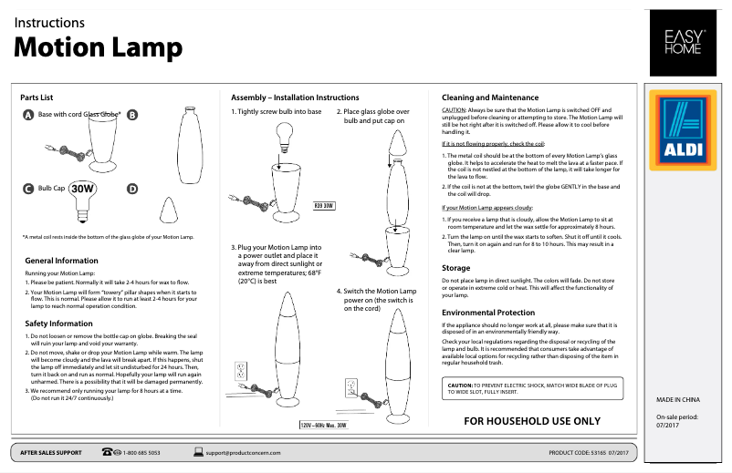 First page image of the manual for Motion Lamp