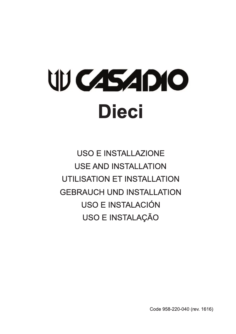 Page 1 of the manual User Manual Casadio Dieci A1