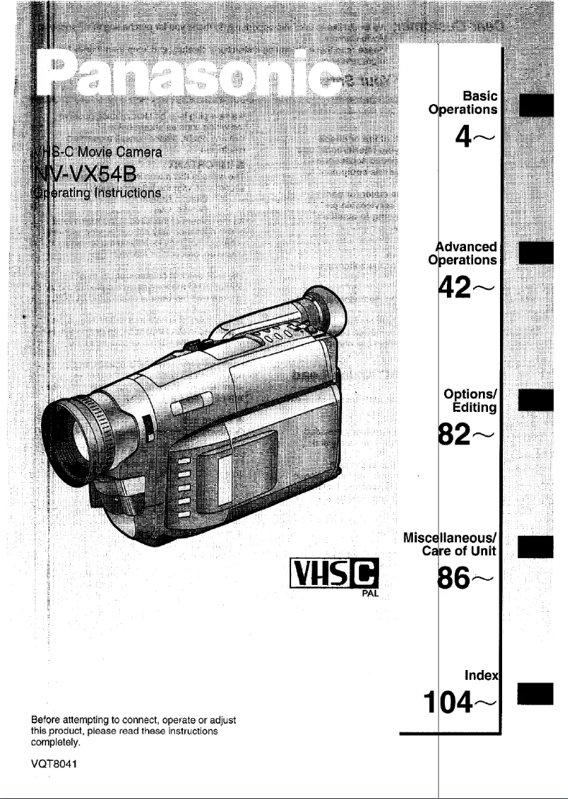 First page image of the manual for NV-VX54B