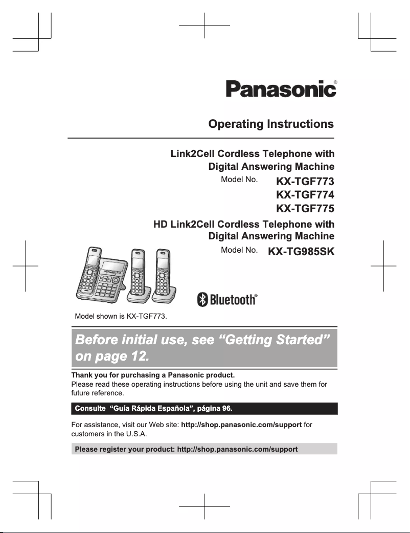 Page 1 de la notice Manuel utilisateur Panasonic KX-TG985SK