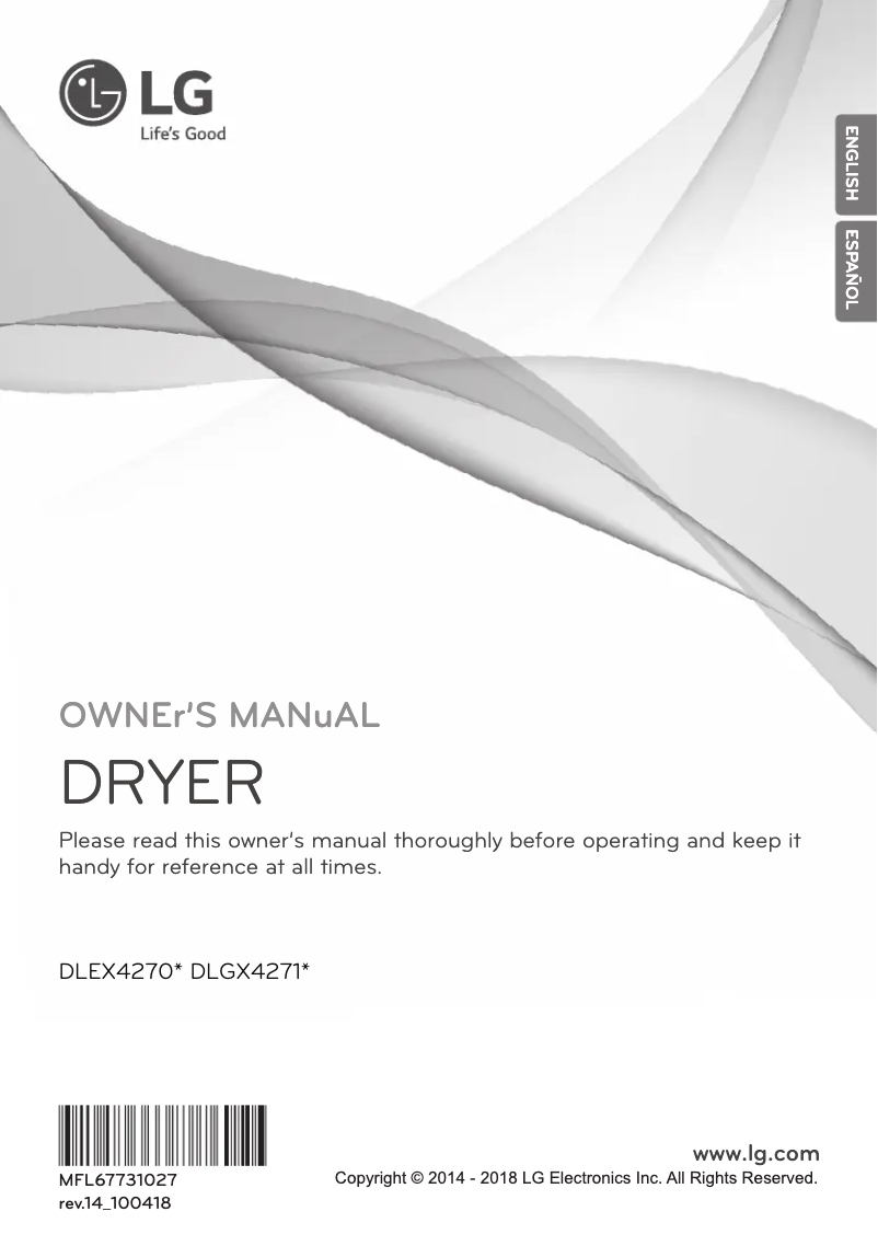 First page image of the manual for DLGX4271W