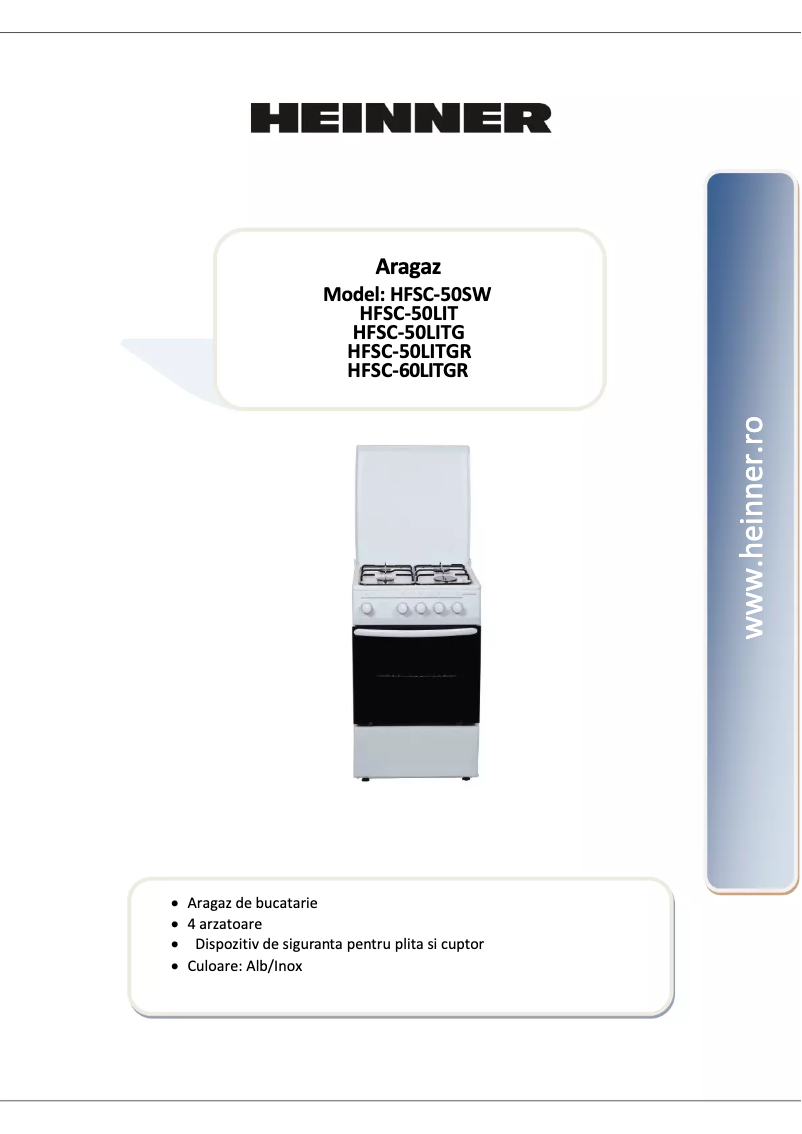 First page image of the manual for HFSC-50LITGR
